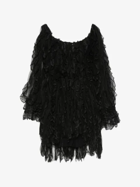 DUNESI vestido corto con volantes y ribete de encaje