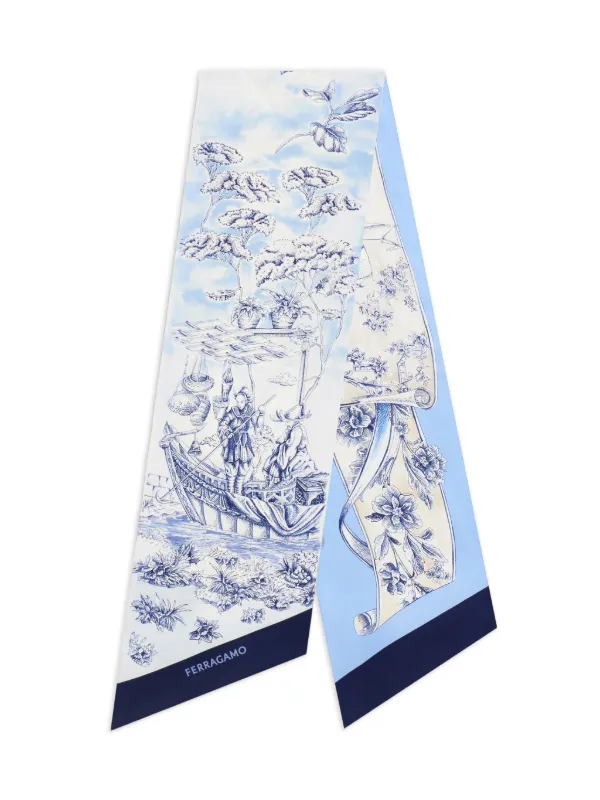 Ferragamo Voyage-print Silk Bandeau in Blue