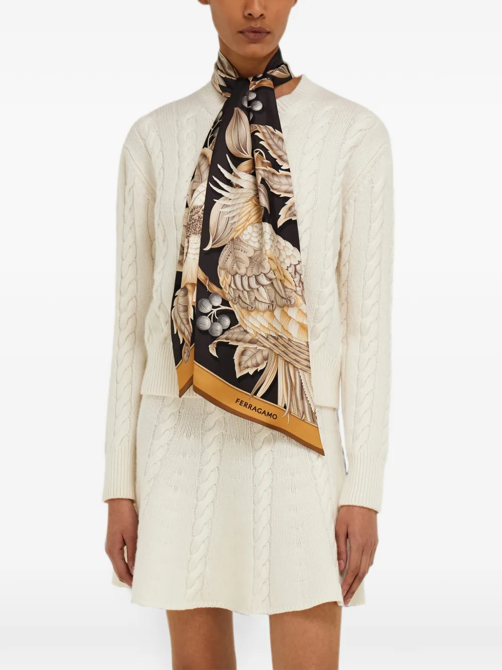 Ferragamo Bandeau met papegaaien-print Zwart