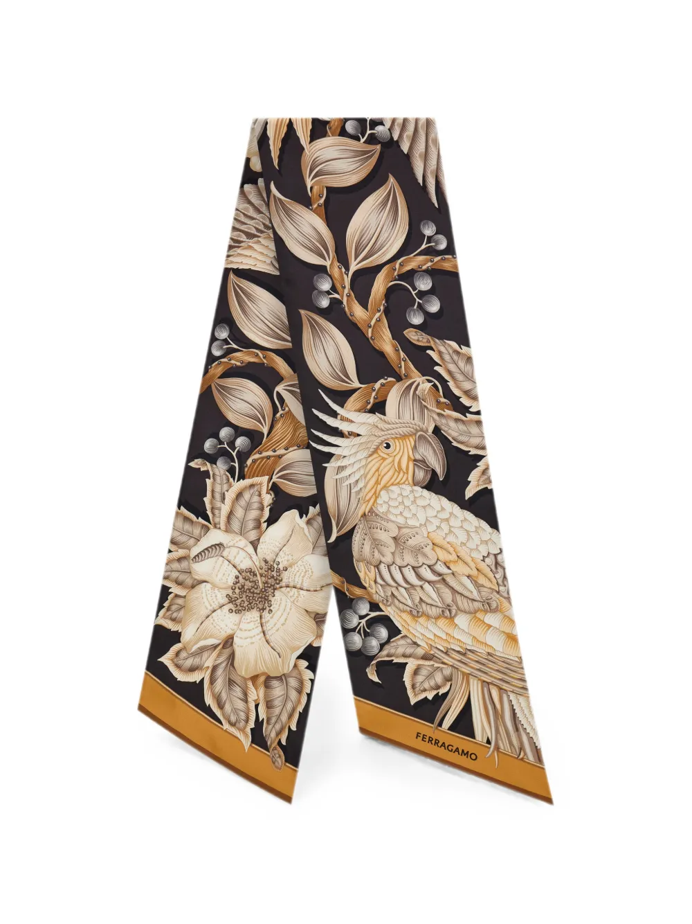 Ferragamo Bandeau met papegaaien-print Zwart