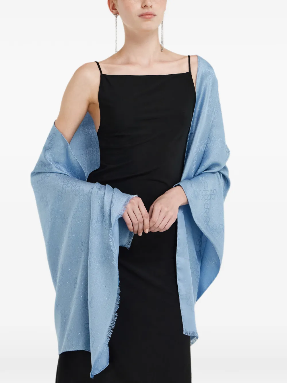 Ferragamo Gancini stola met jacquard Blauw