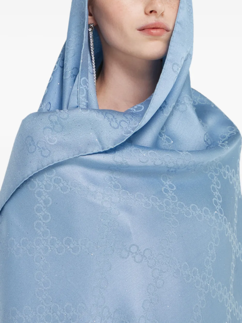 Ferragamo Gancini stola met jacquard Blauw