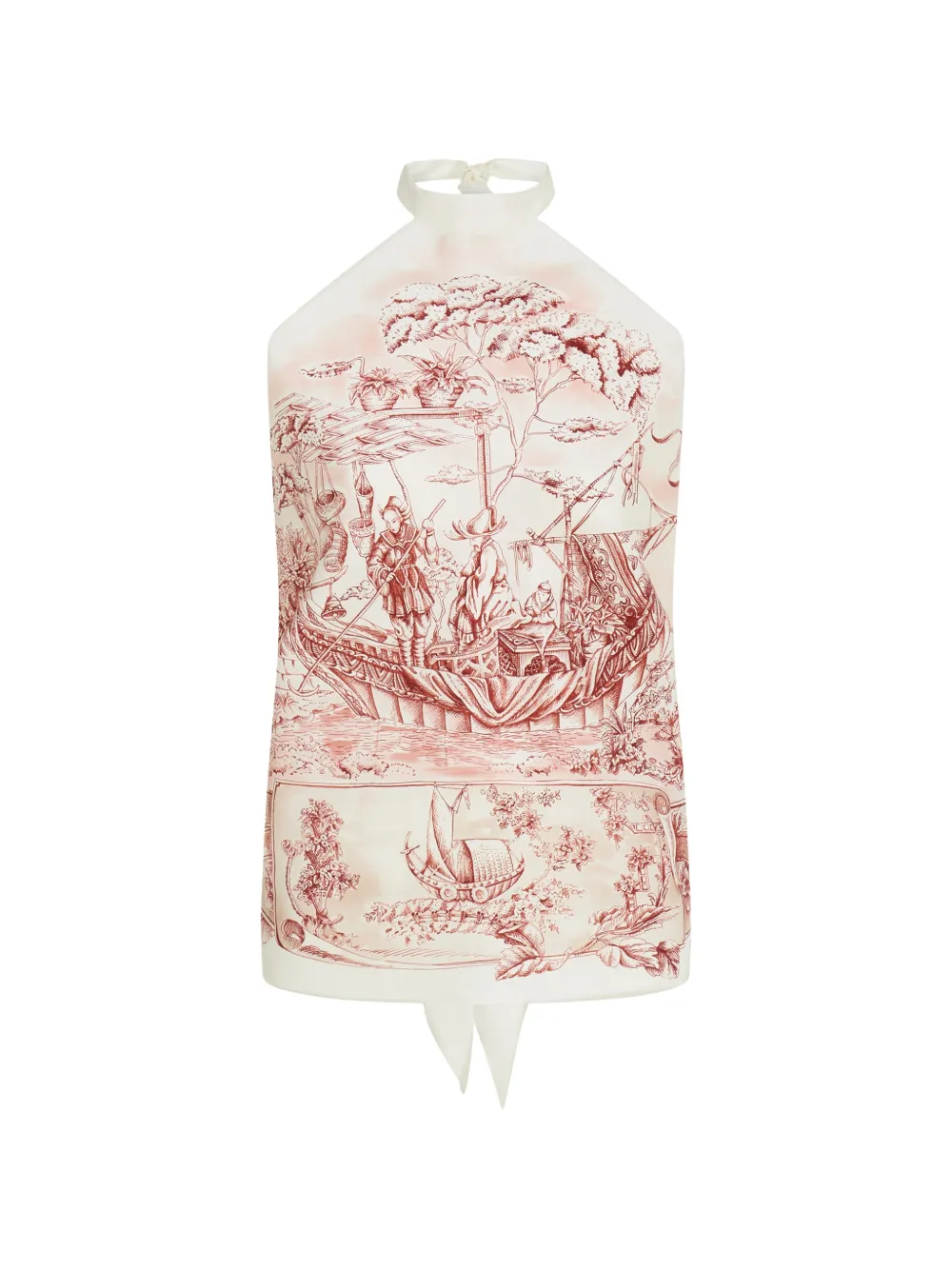 Ferragamo Voyage-print foulard top - White