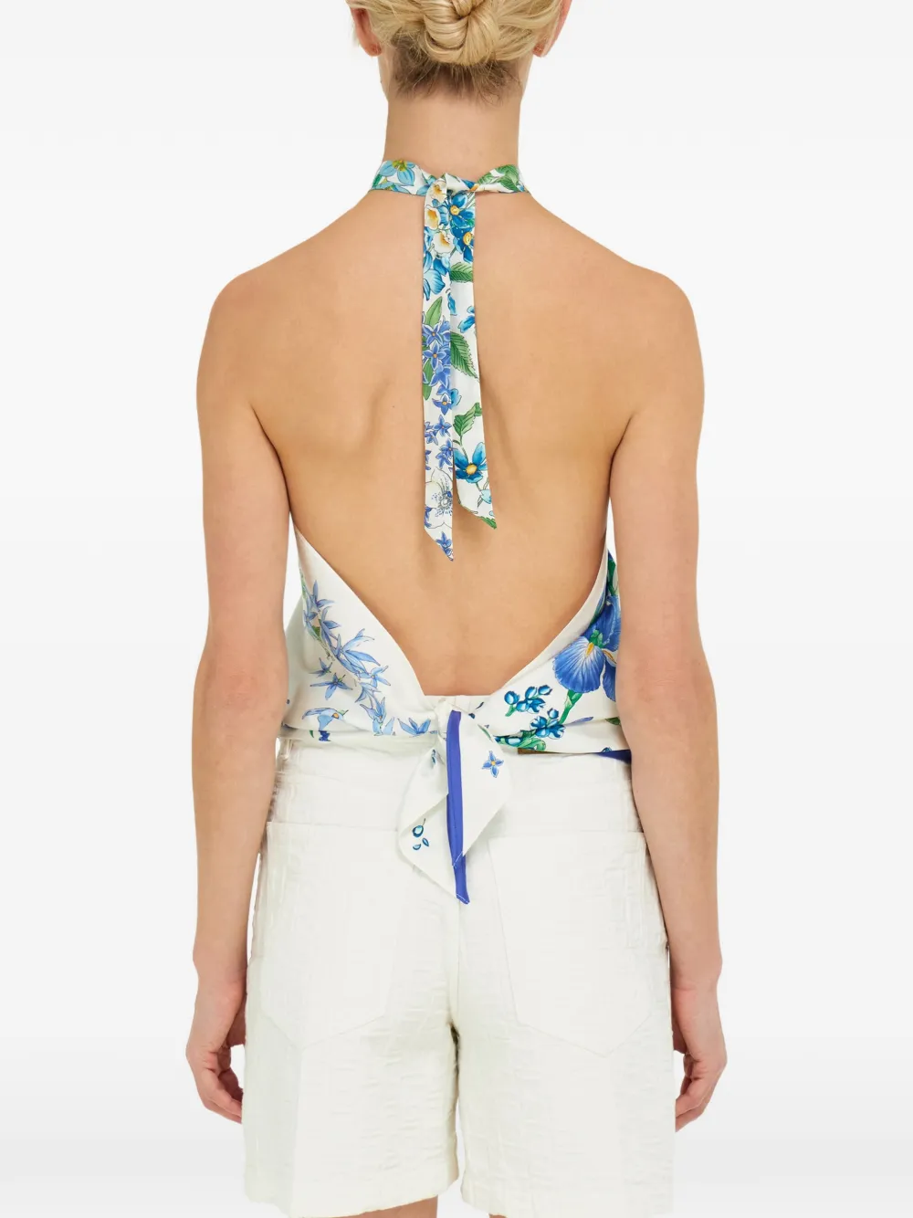 Ferragamo Foulard top met lente-print Wit