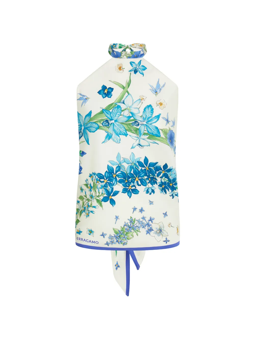 Ferragamo Spring-print foulard top - Weiß