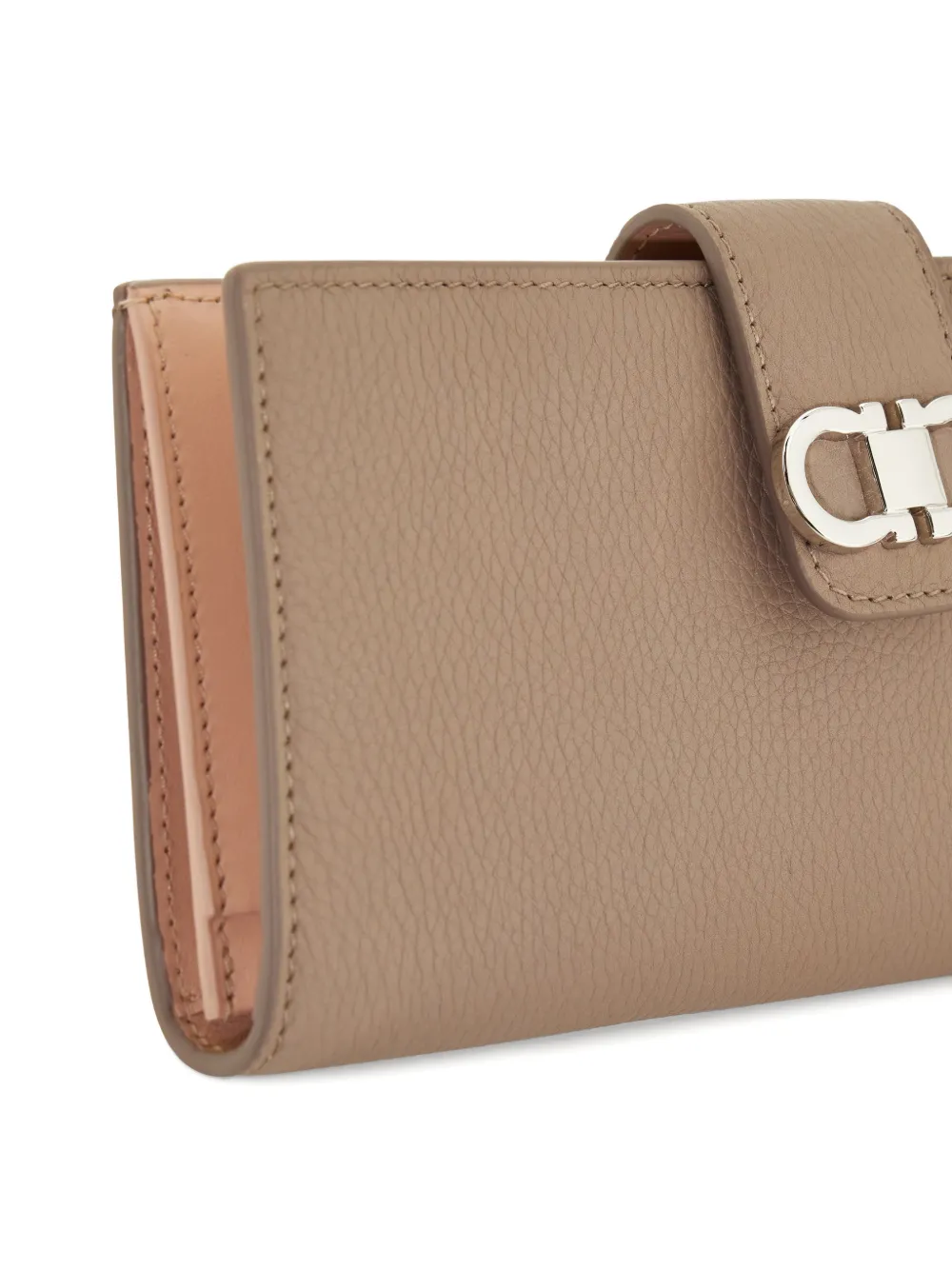 Ferragamo Leren portemonnee met Gancini-plakkaat Beige