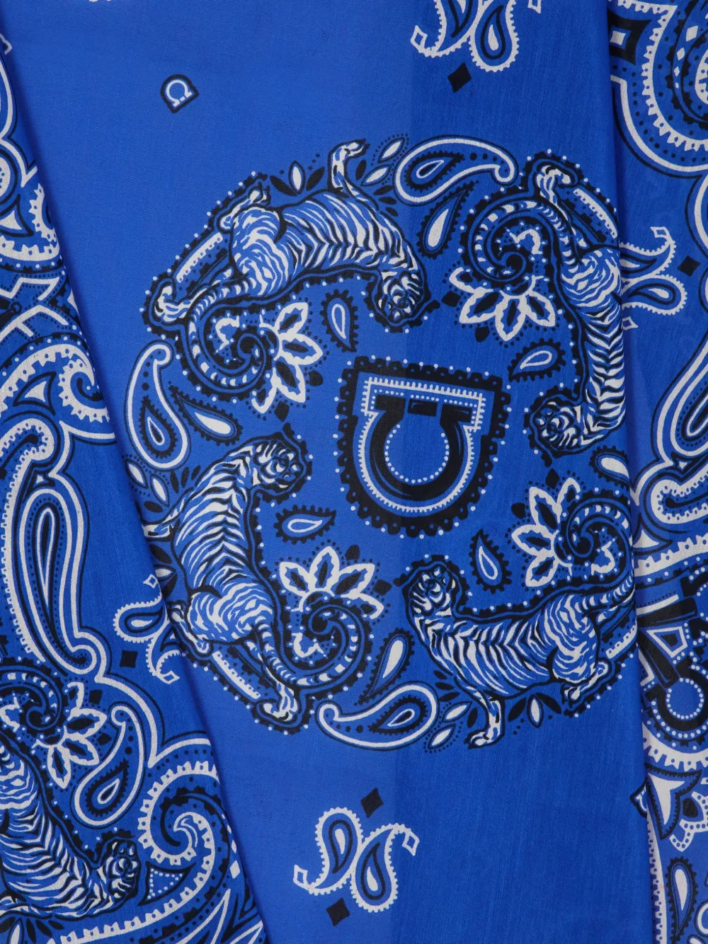 Ferragamo Bandana met Arabesque-print Blauw
