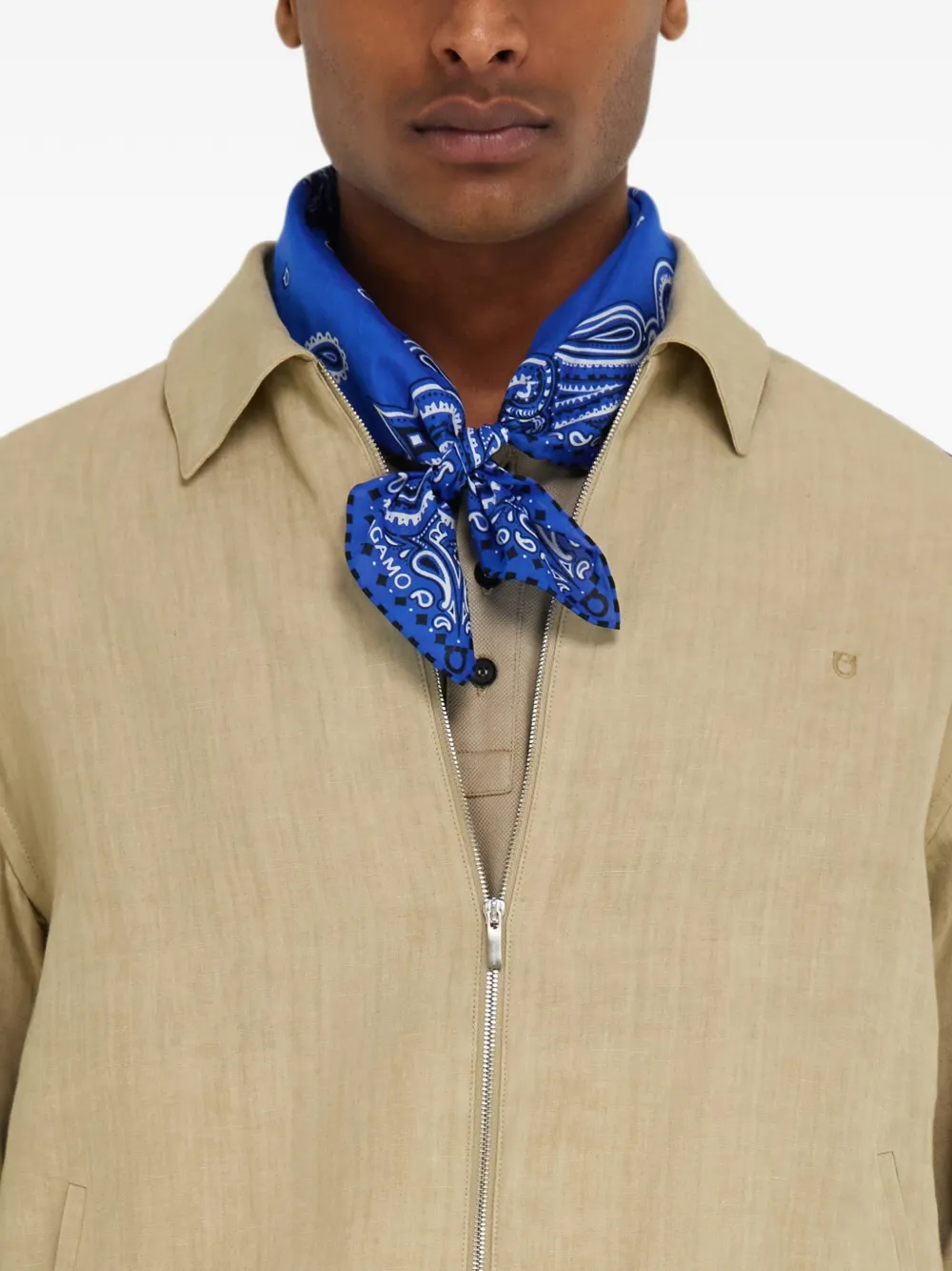 Ferragamo Bandana met Arabesque-print Blauw