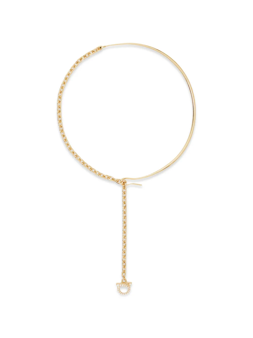 Ferragamo Collana Gancini con cristalli - Oro