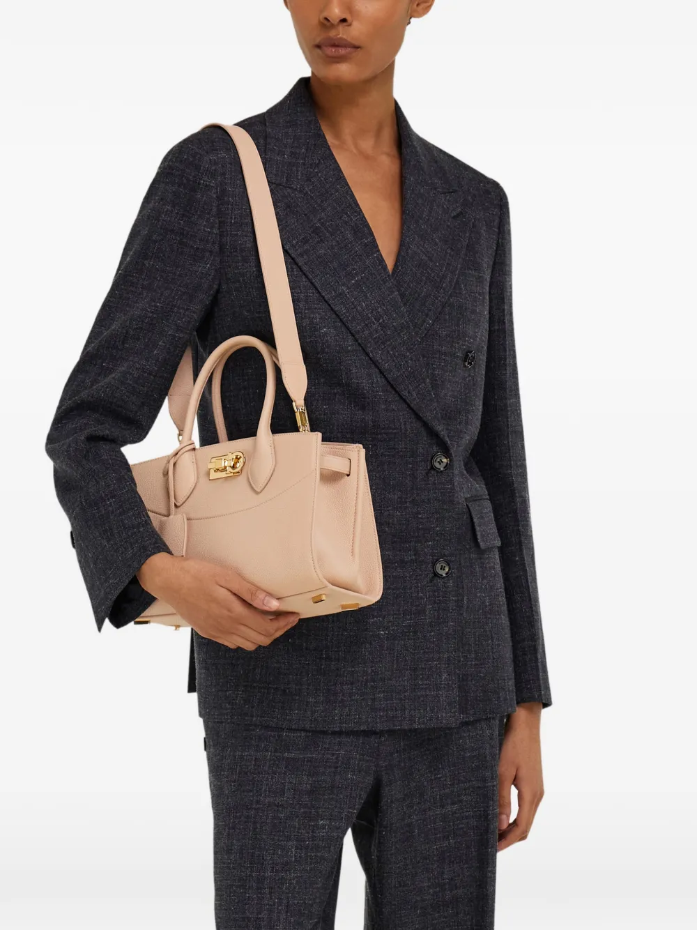 Ferragamo Nieuwe Studio Soft tas (M) Beige