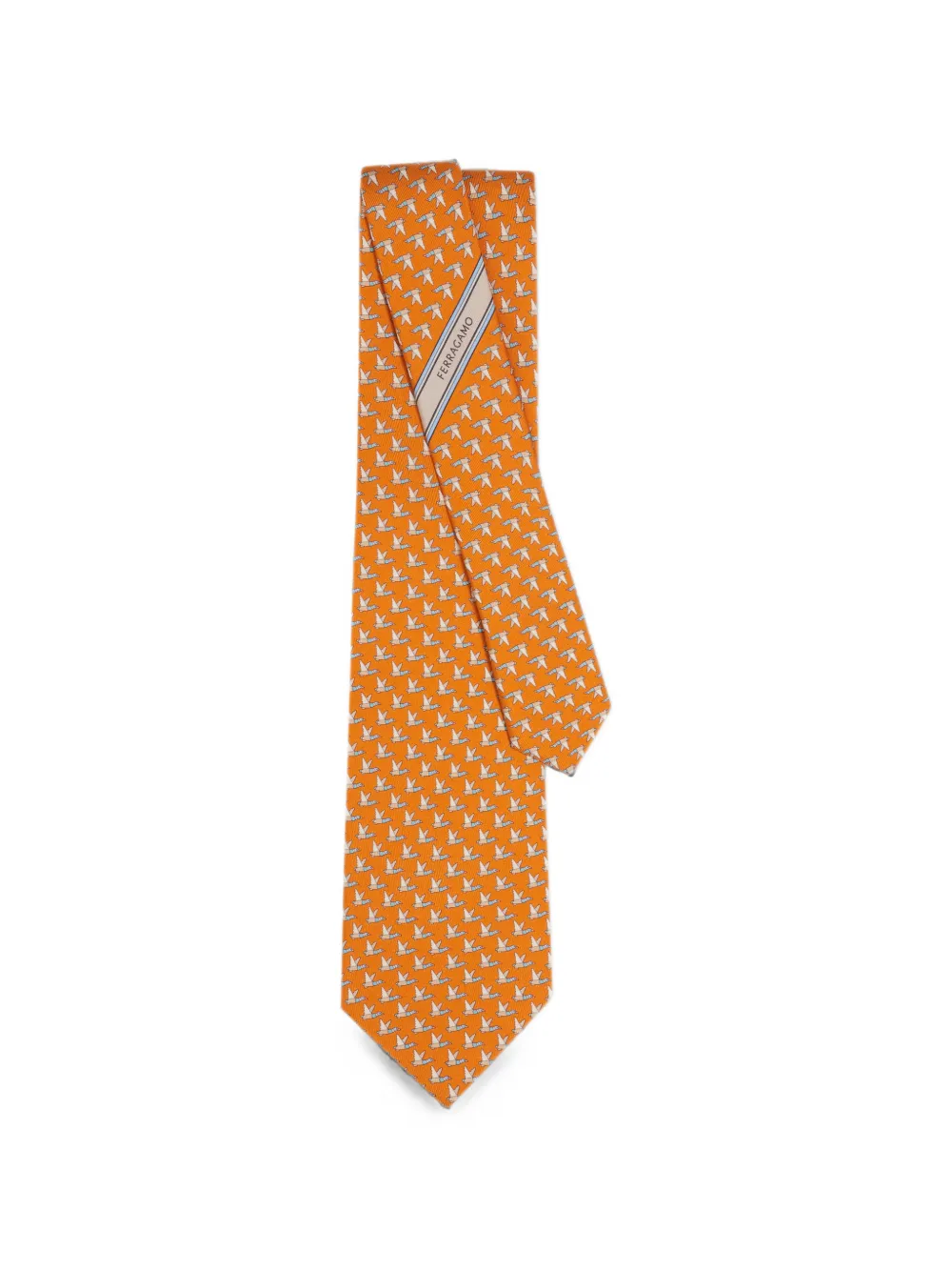 Ferragamo Zijden stropdas met eenden-print Oranje