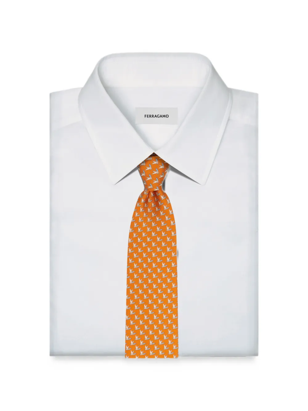 Ferragamo Zijden stropdas met eenden-print Oranje