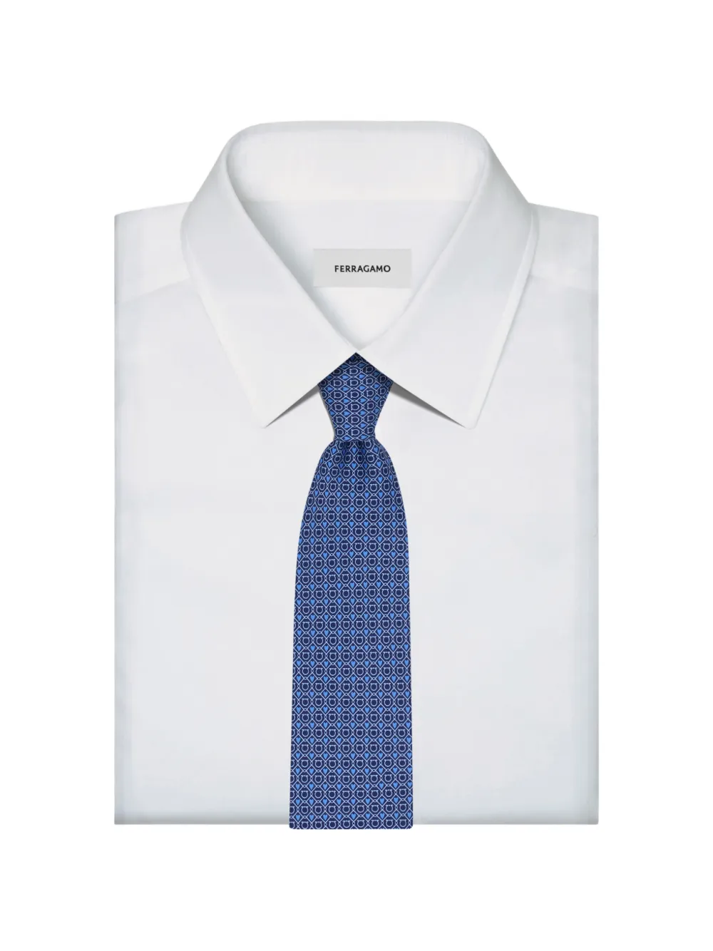 Ferragamo Corona Gancini stropdas met hartprint Blauw