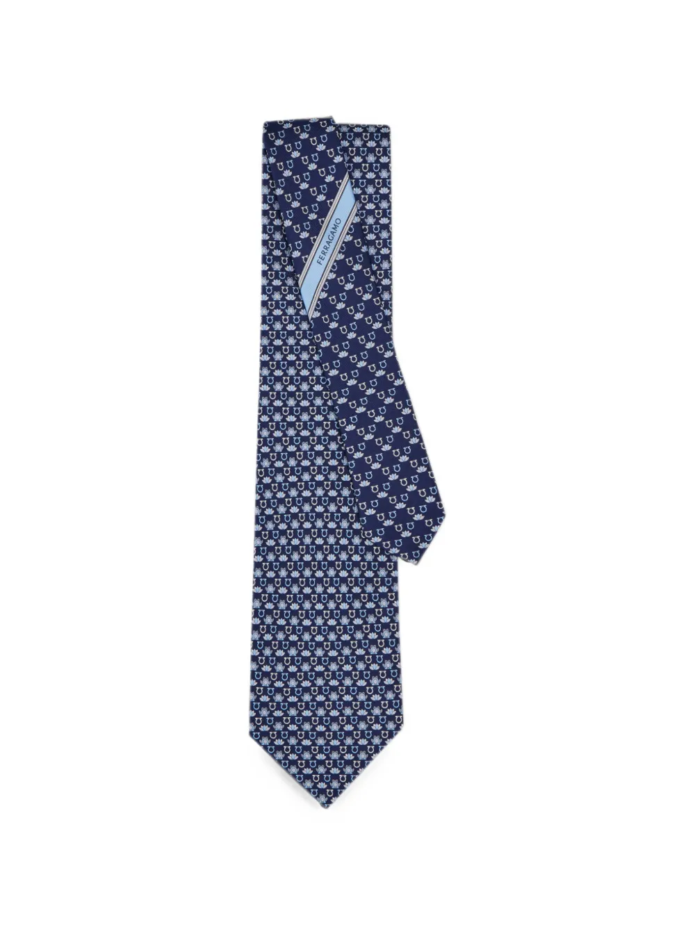 Ferragamo Zijden stropdas met kikkerprint Blauw