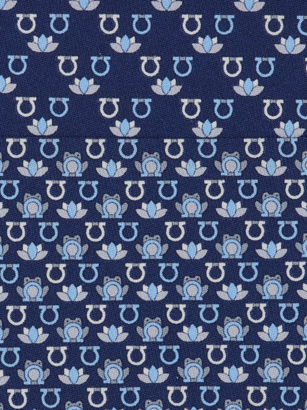 Ferragamo Zijden stropdas met kikkerprint Blauw