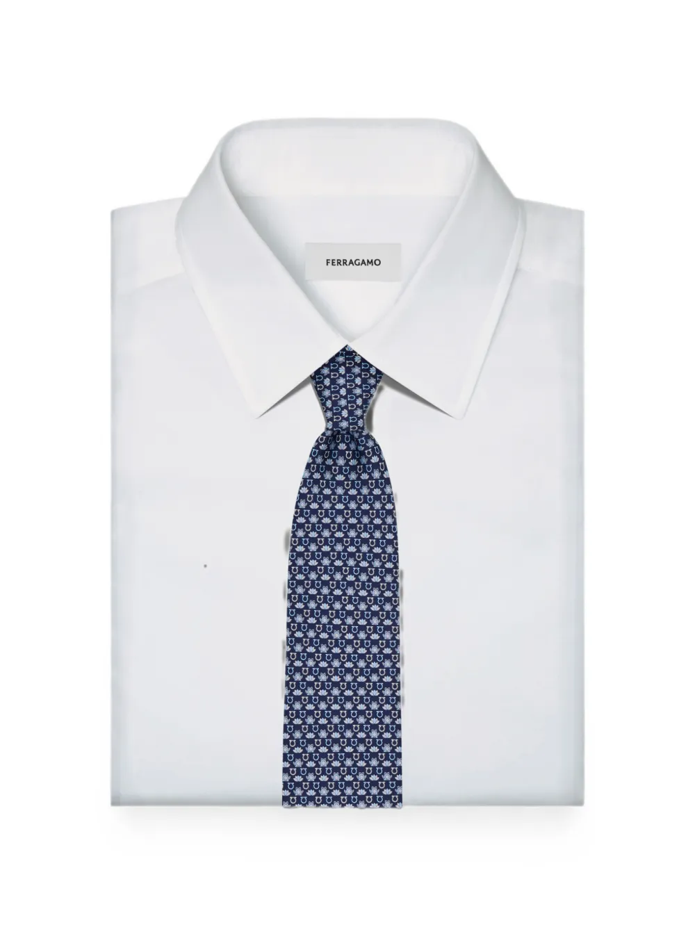 Ferragamo Zijden stropdas met kikkerprint Blauw