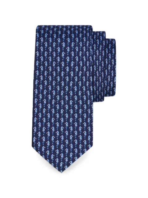 Ferragamo Seahorse-print silk tie
