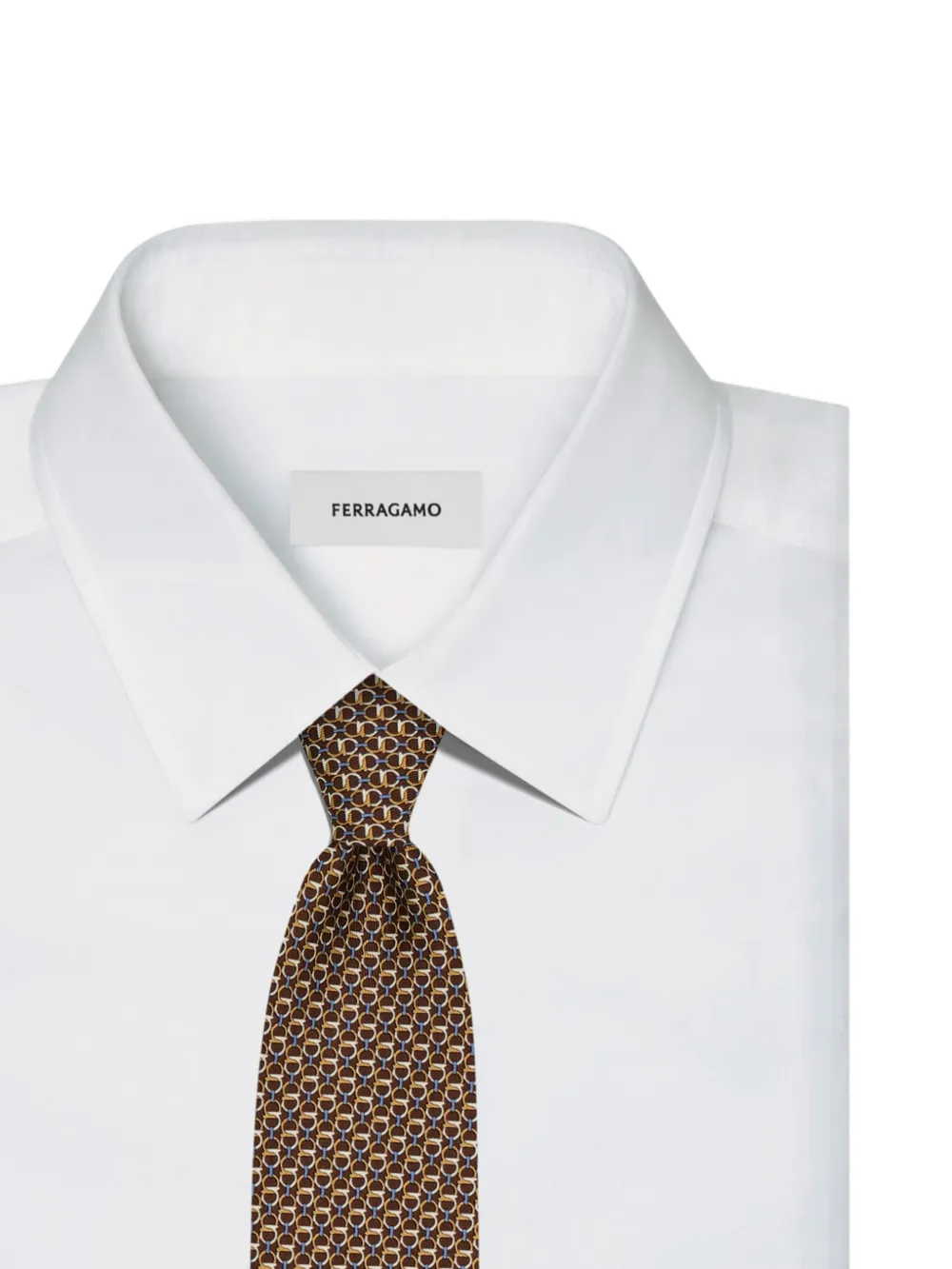 Ferragamo Zijden stropdas met Gancini-print Bruin