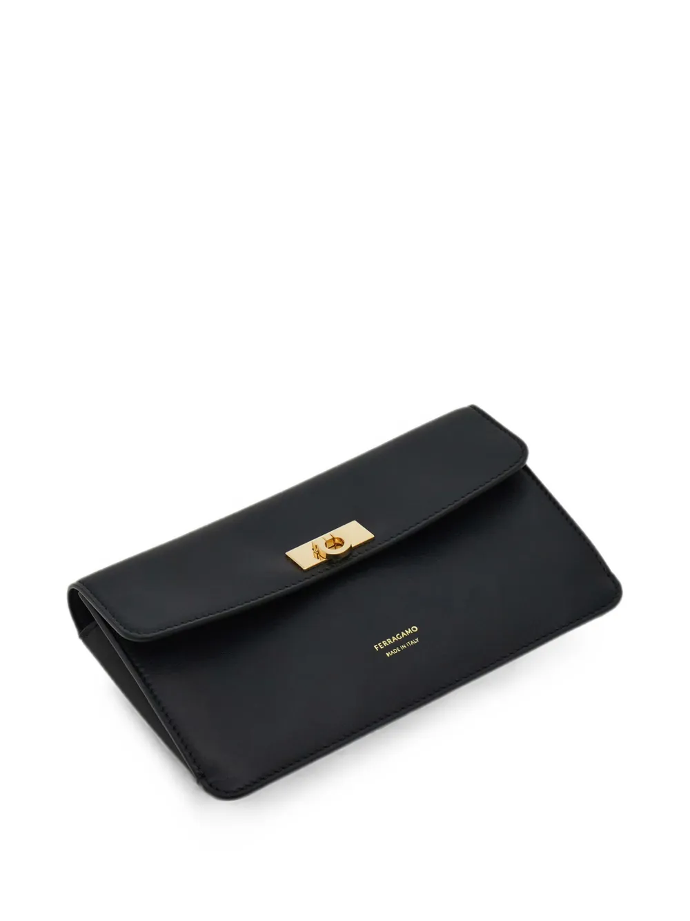 Ferragamo Gancini platte mini-tas Zwart