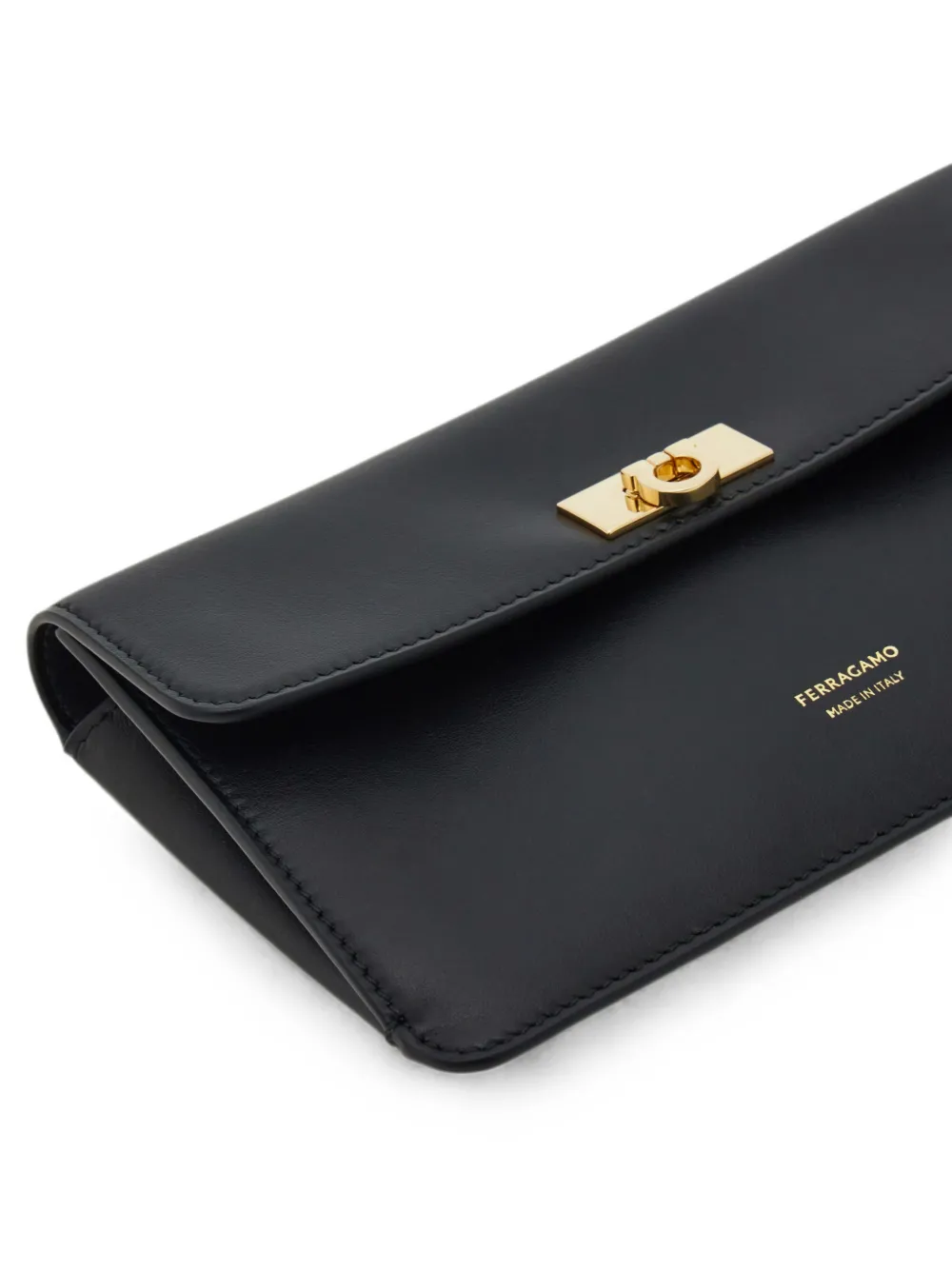 Ferragamo Gancini platte mini-tas Zwart