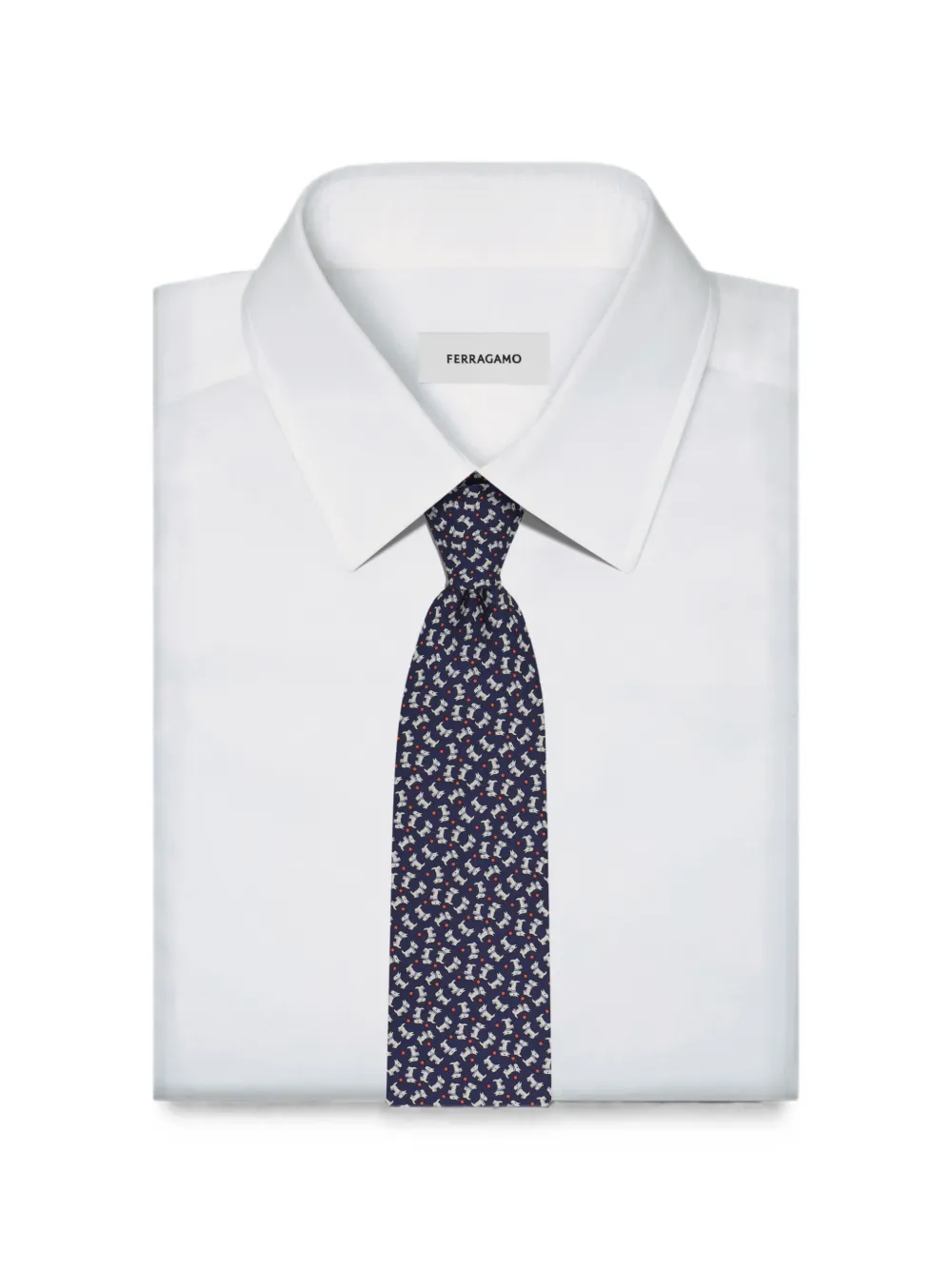 Ferragamo Zijden stropdas met Charlie-print Blauw