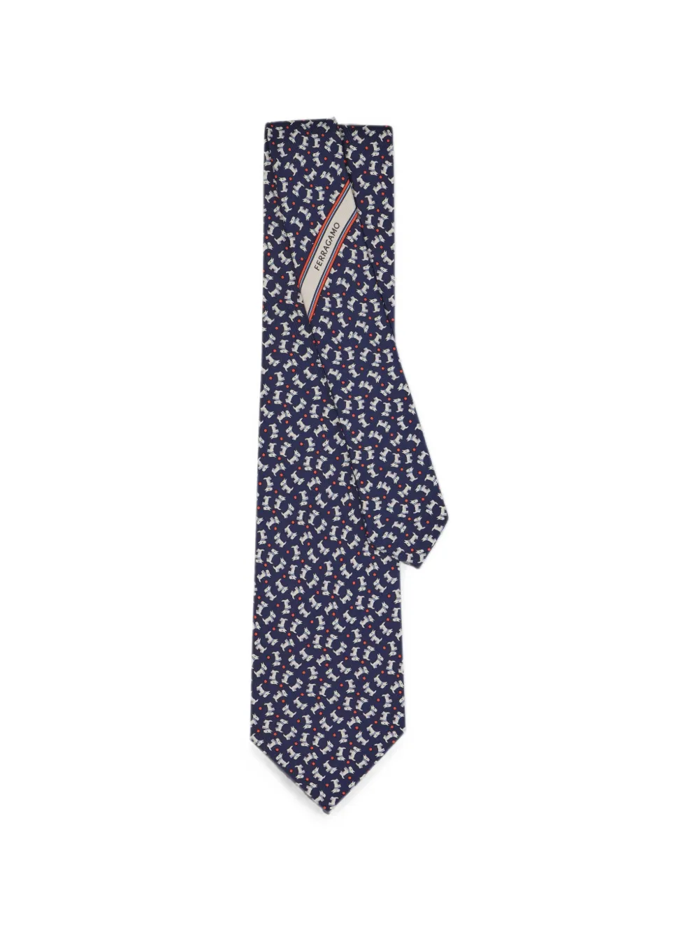 Ferragamo Zijden stropdas met Charlie-print Blauw