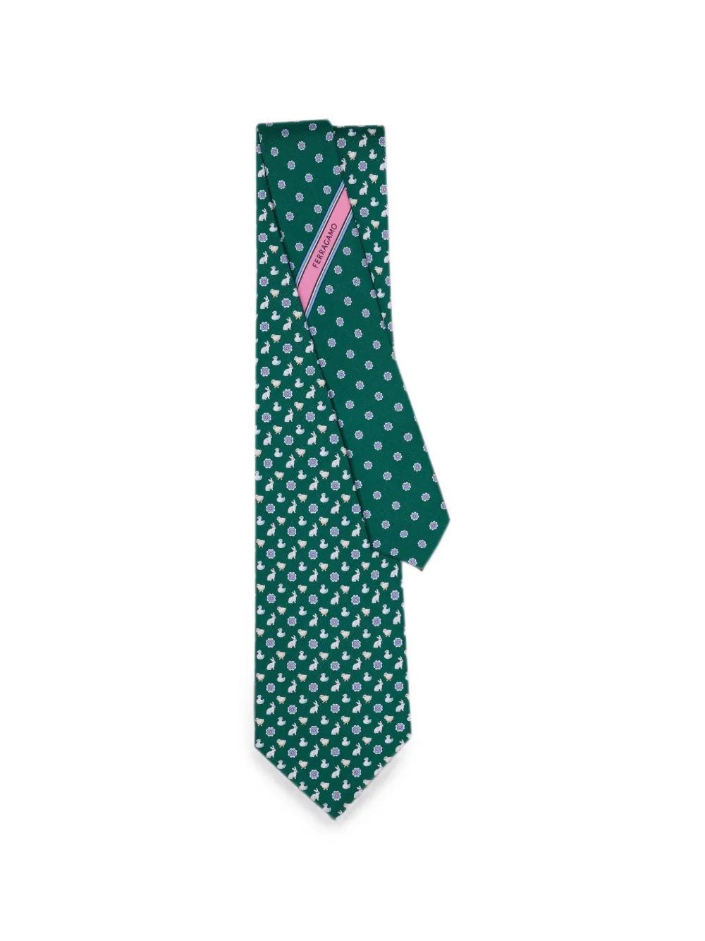 Ferragamo Zijden stropdas met print Groen