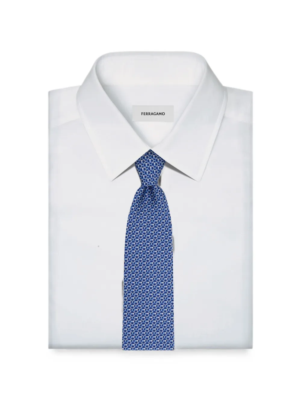 Ferragamo Zijden stropdas met Gancini-print Blauw