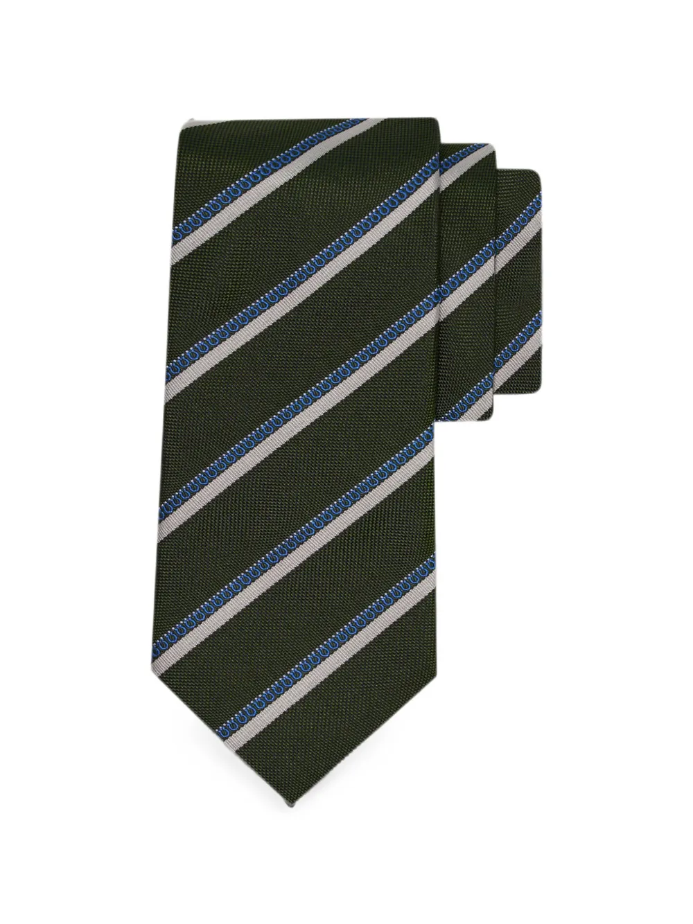 Ferragamo Regimental zijden stropdas met jacquard Groen