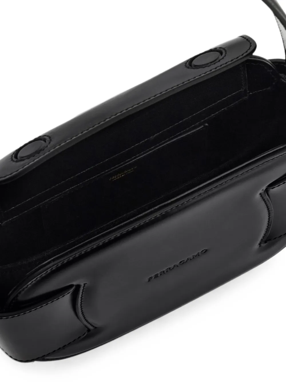 Ferragamo Mini-tas met contrasterend stiksel en logo-reliëf Zwart