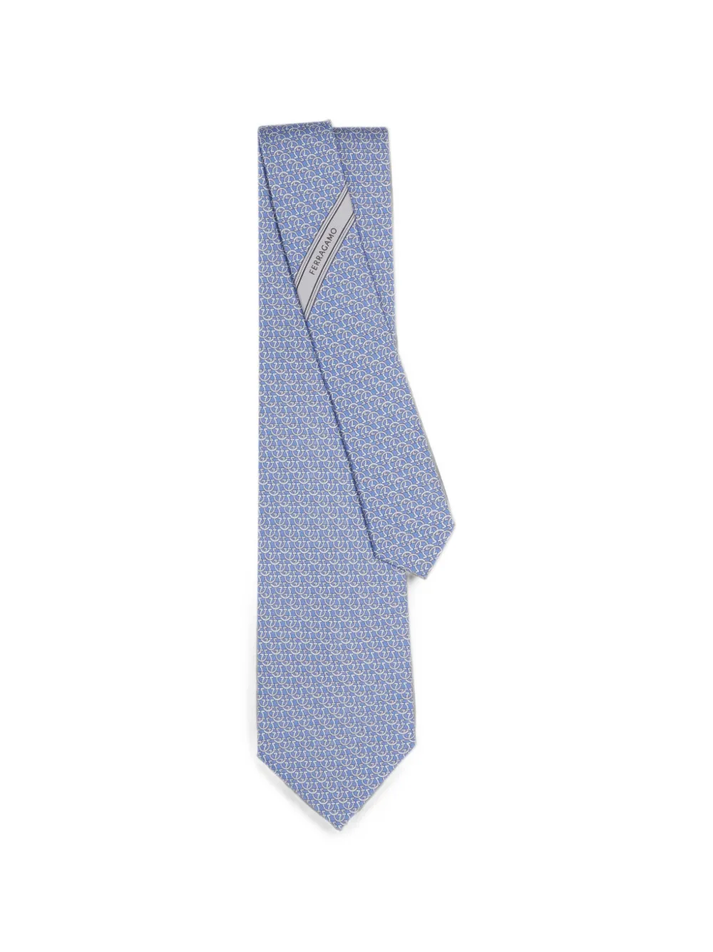 Ferragamo Zijden stropdas met Gancini-print Blauw