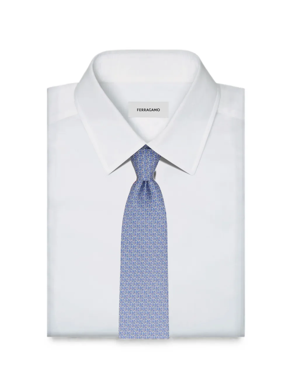 Ferragamo Zijden stropdas met Gancini-print Blauw