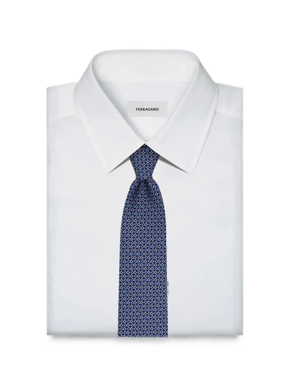 Ferragamo Zijden stropdas met Gancini-print Blauw