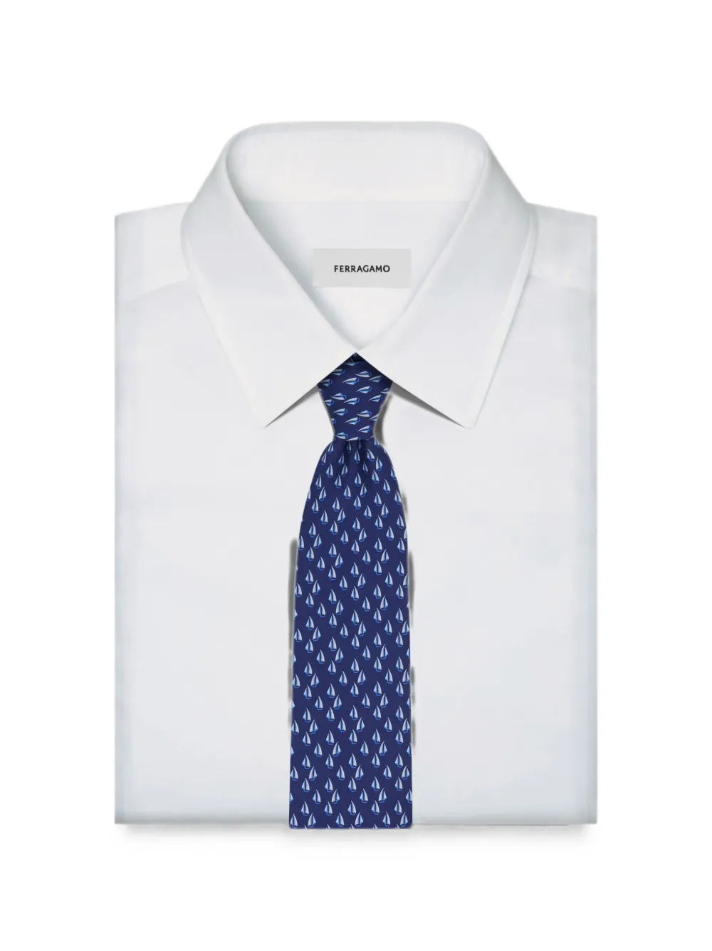 Ferragamo Zijden stropdas met nautische print Blauw