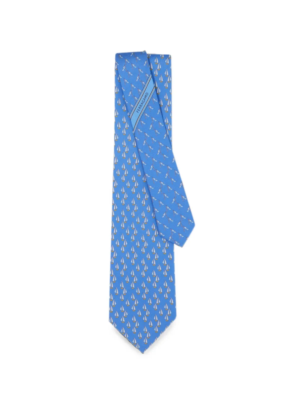 Ferragamo Nautical-print silk tie - Blau
