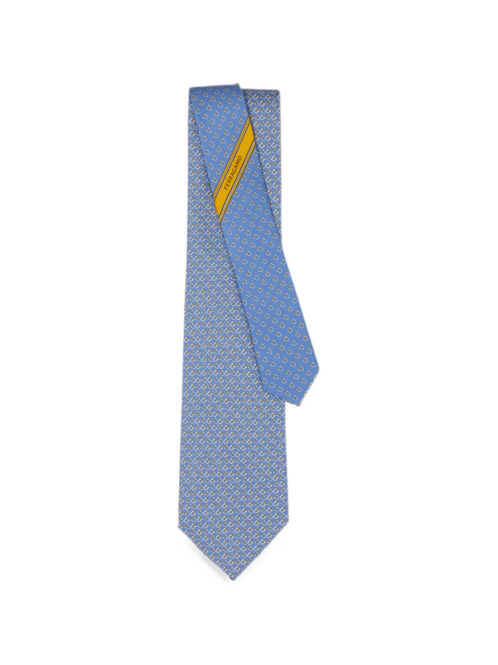 Ferragamo Zijden stropdas met Gancini-print Blauw