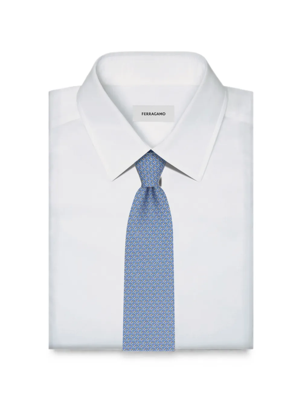 Ferragamo Zijden stropdas met Gancini-print Blauw