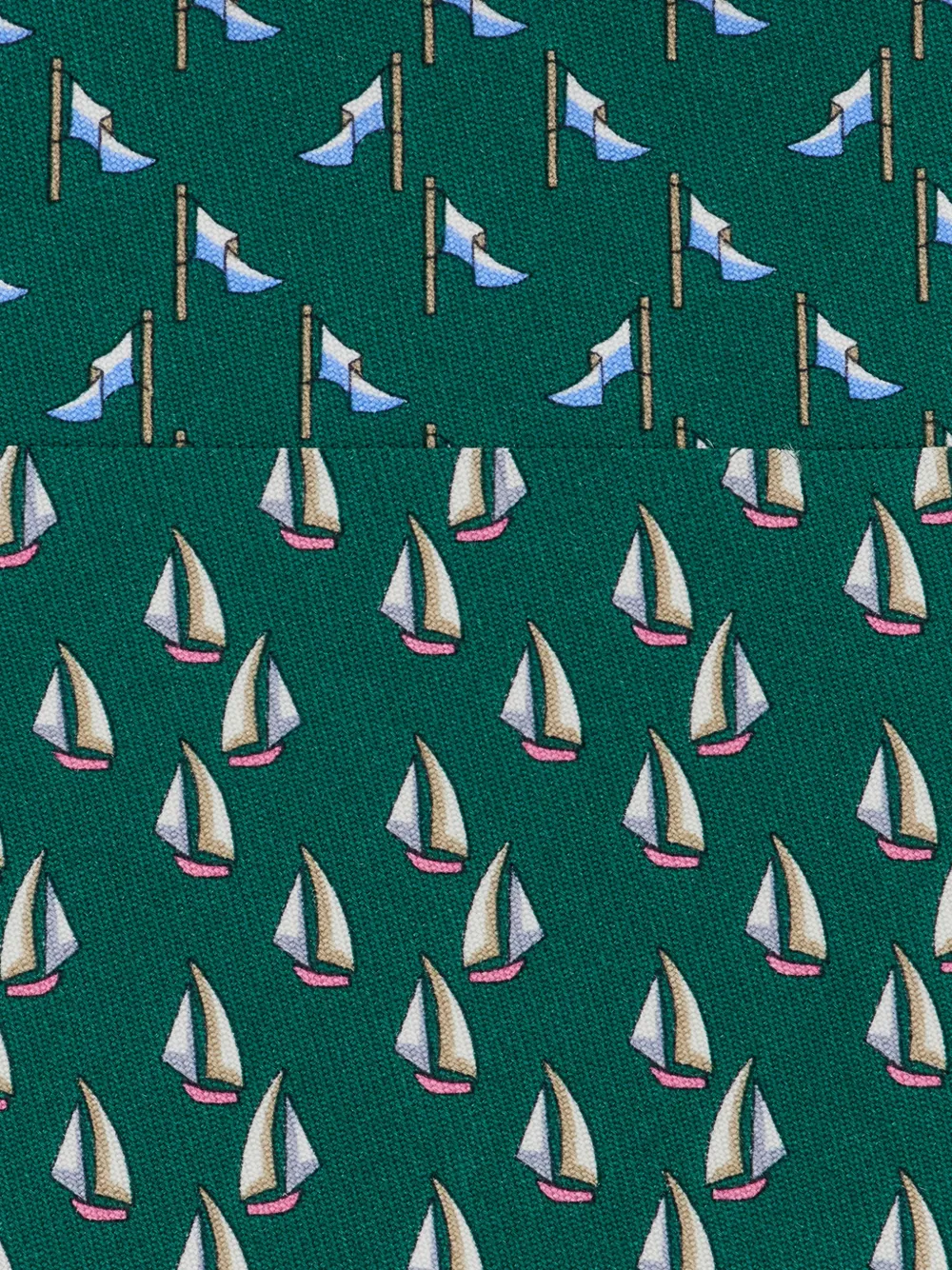 Ferragamo Zijden stropdas met nautische print Groen