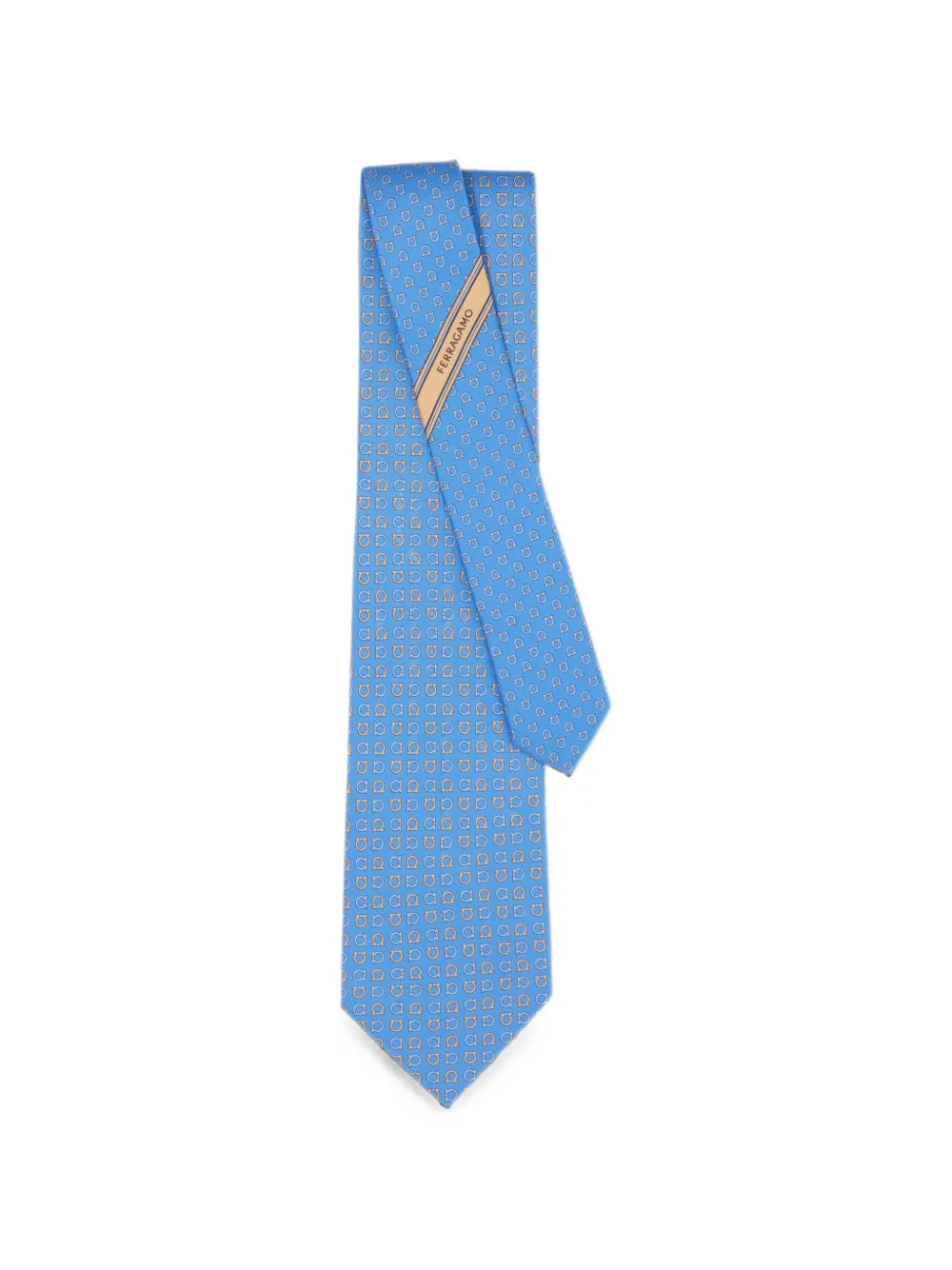 Ferragamo Zijden stropdas met Gancini-print Blauw
