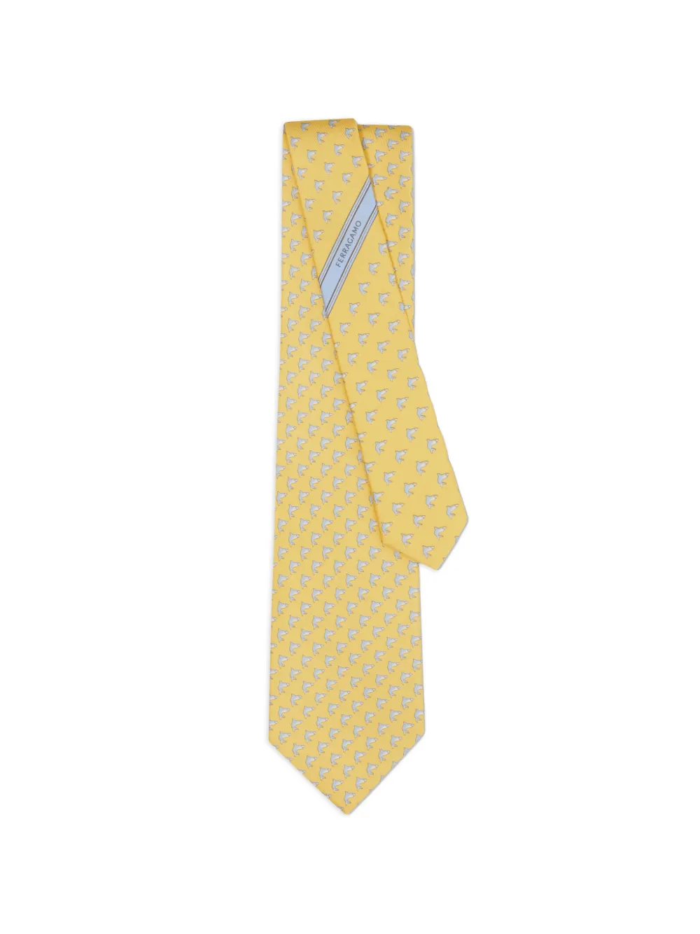 Ferragamo Shark-print silk tie - Gelb