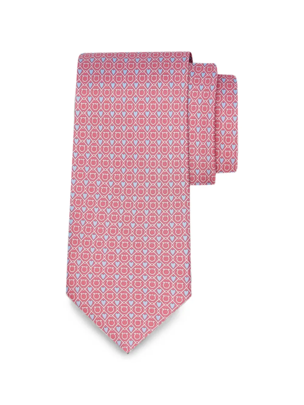 Ferragamo Zijden stropdas met Gancini and Hearts-print Roze