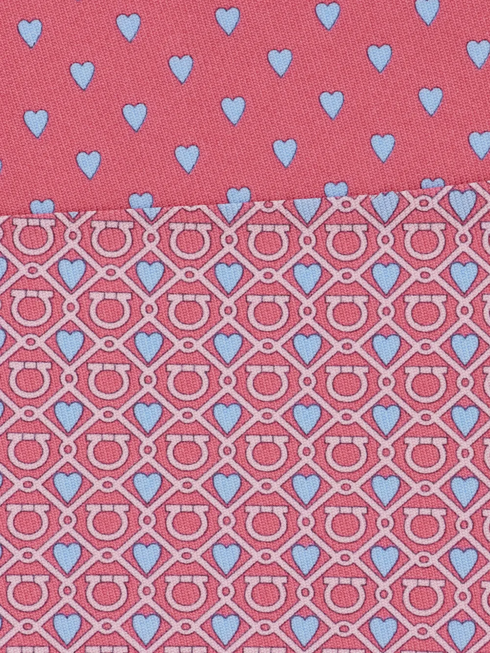 Ferragamo Zijden stropdas met Gancini and Hearts-print Roze