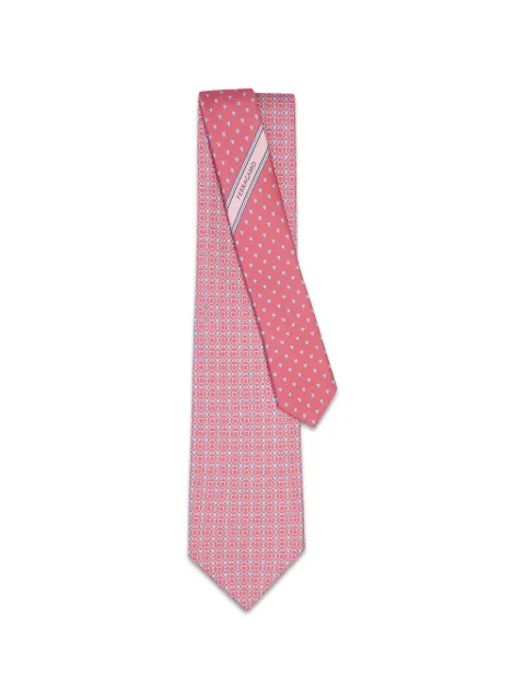 Ferragamo Gancini and Hearts print silk tie