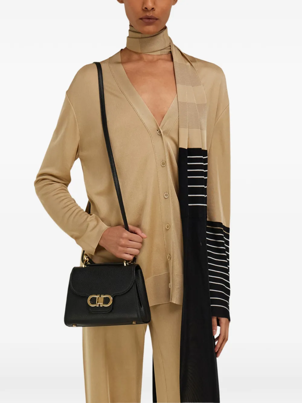 Ferragamo Double Gancini shopper met handvat Zwart