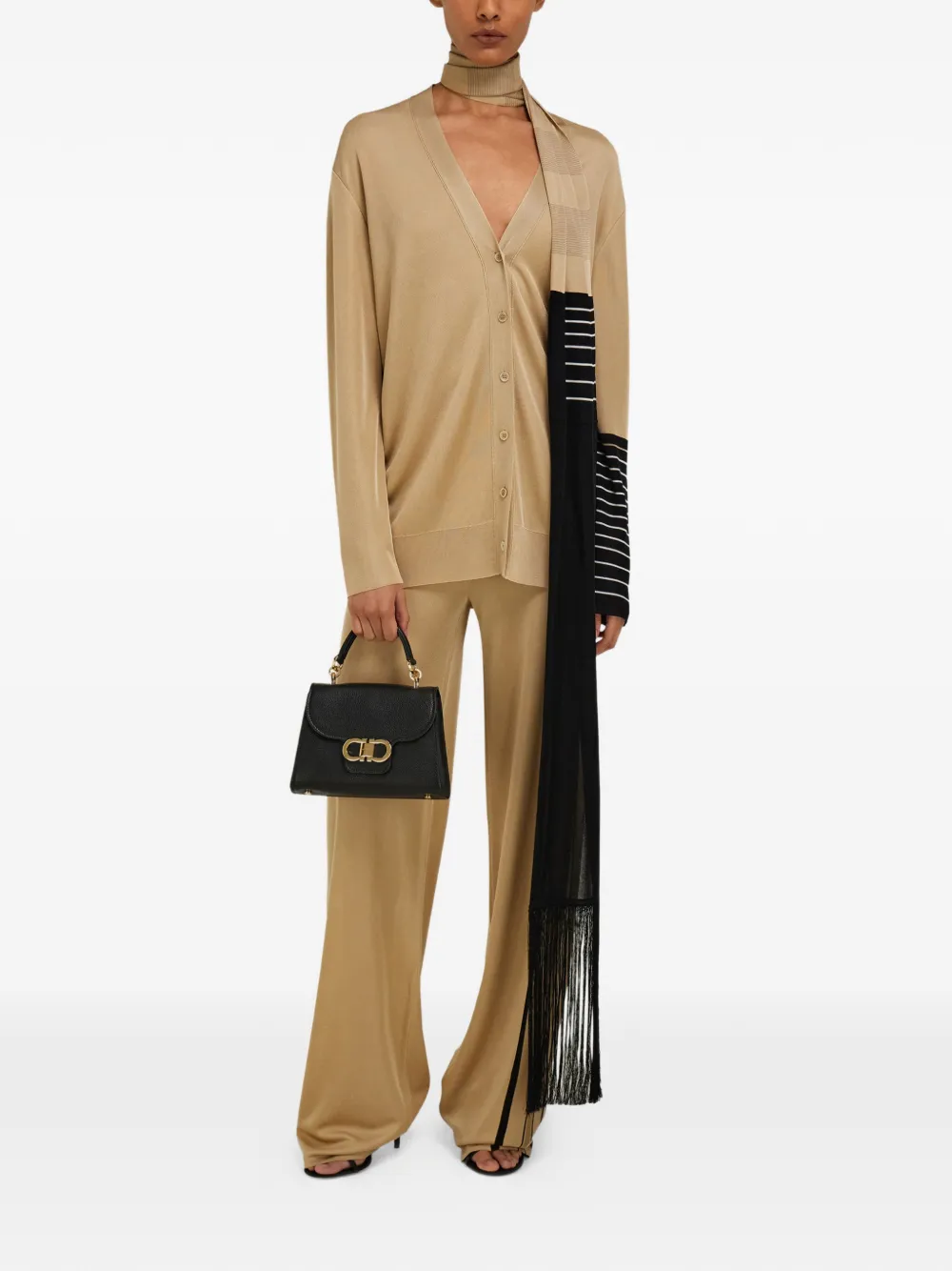 Ferragamo Double Gancini shopper met handvat Zwart
