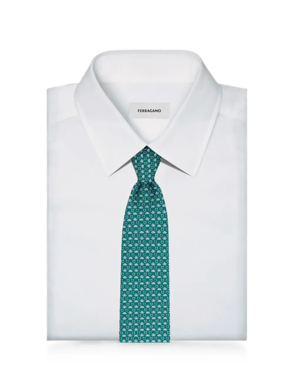Ferragamo Zijden stropdas met kikker-print Groen