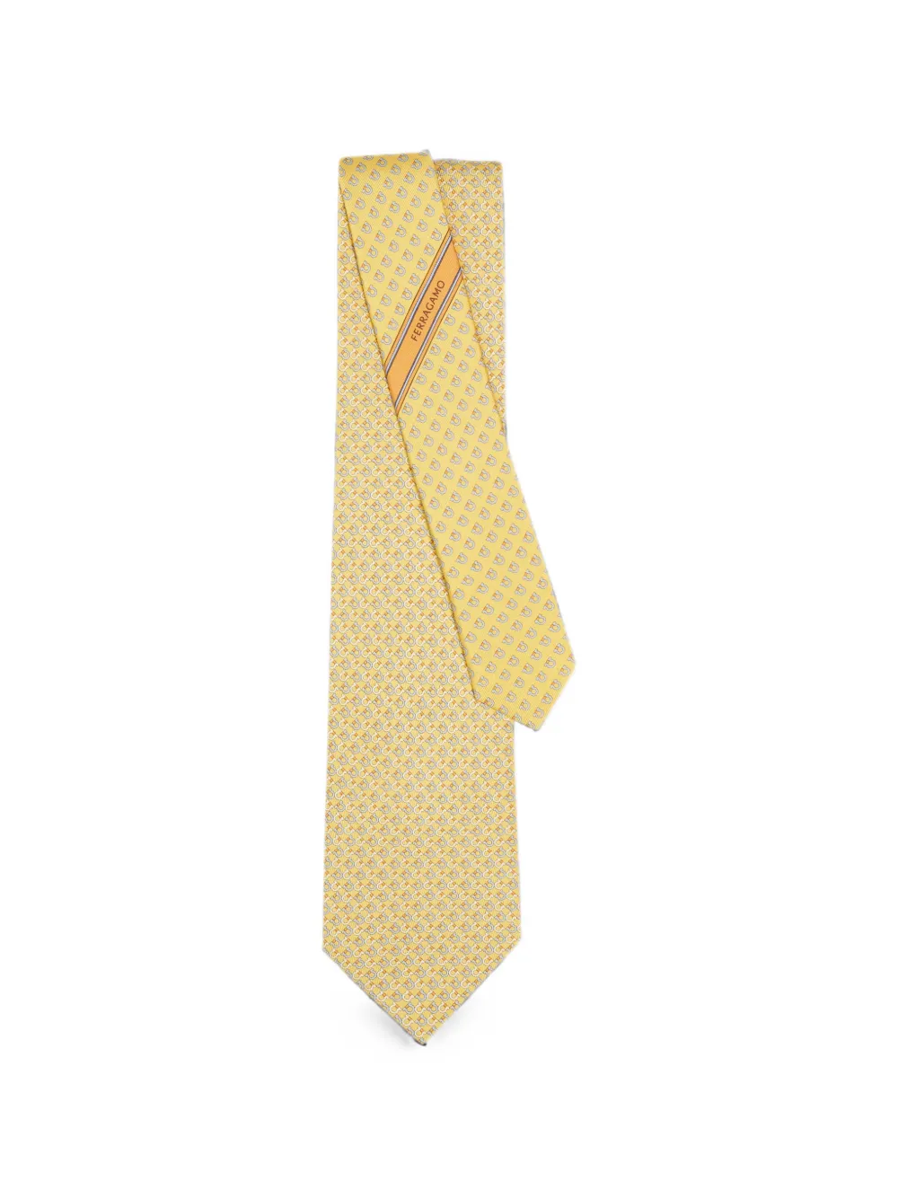 Ferragamo Gancini square-print silk tie - Gelb