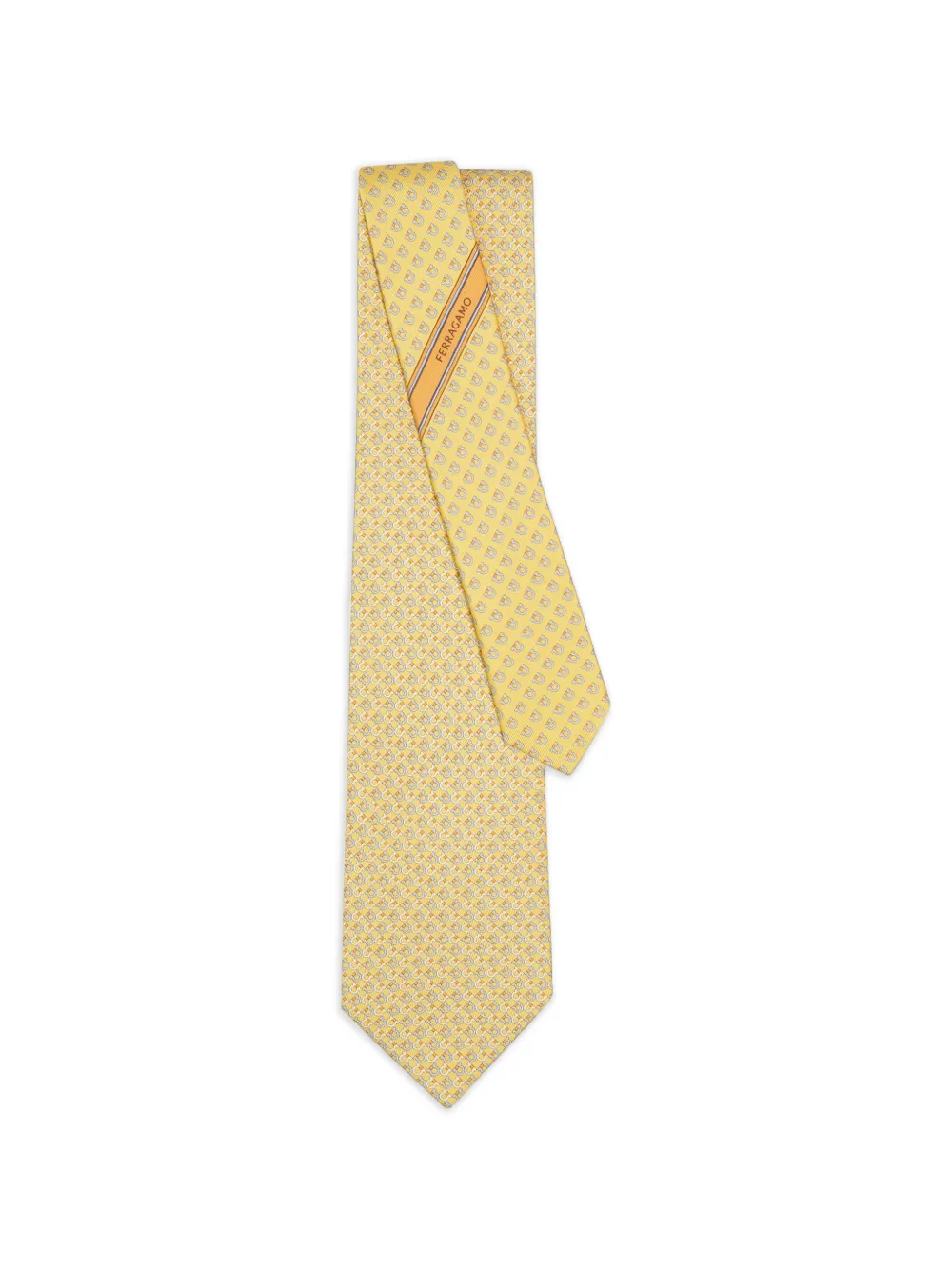 Ferragamo Gancini square-print silk tie - Gelb