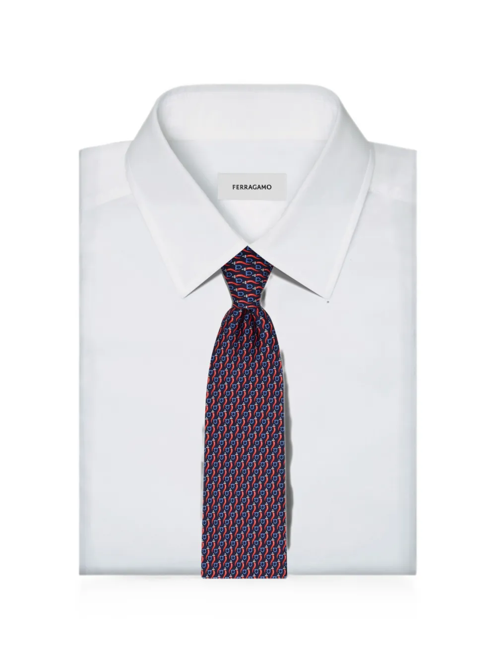 Ferragamo Zijden stropdas met Good Luck-print Blauw