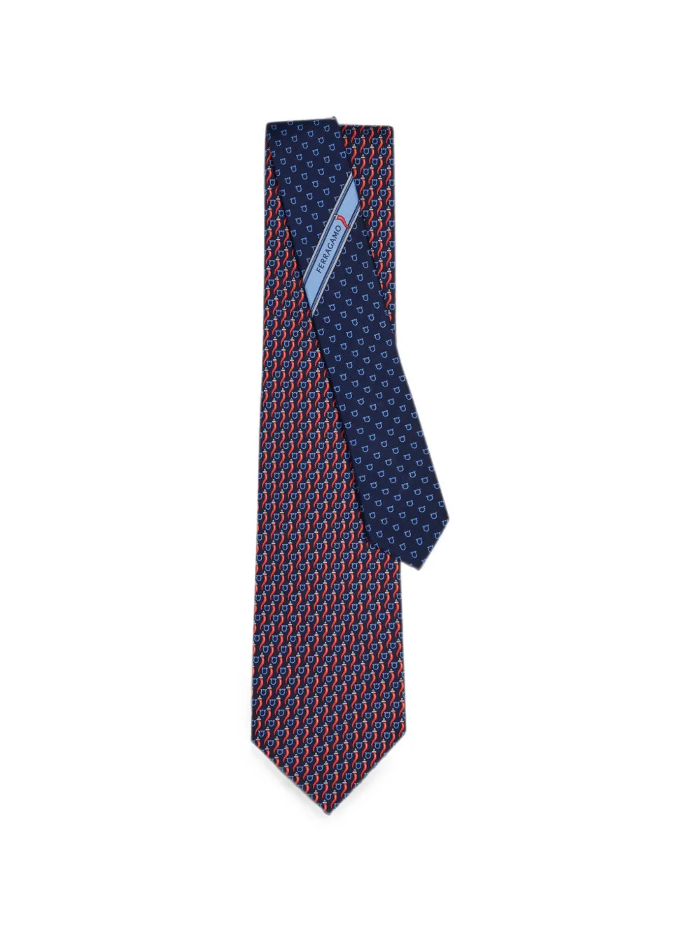 Ferragamo Zijden stropdas met Good Luck-print Blauw